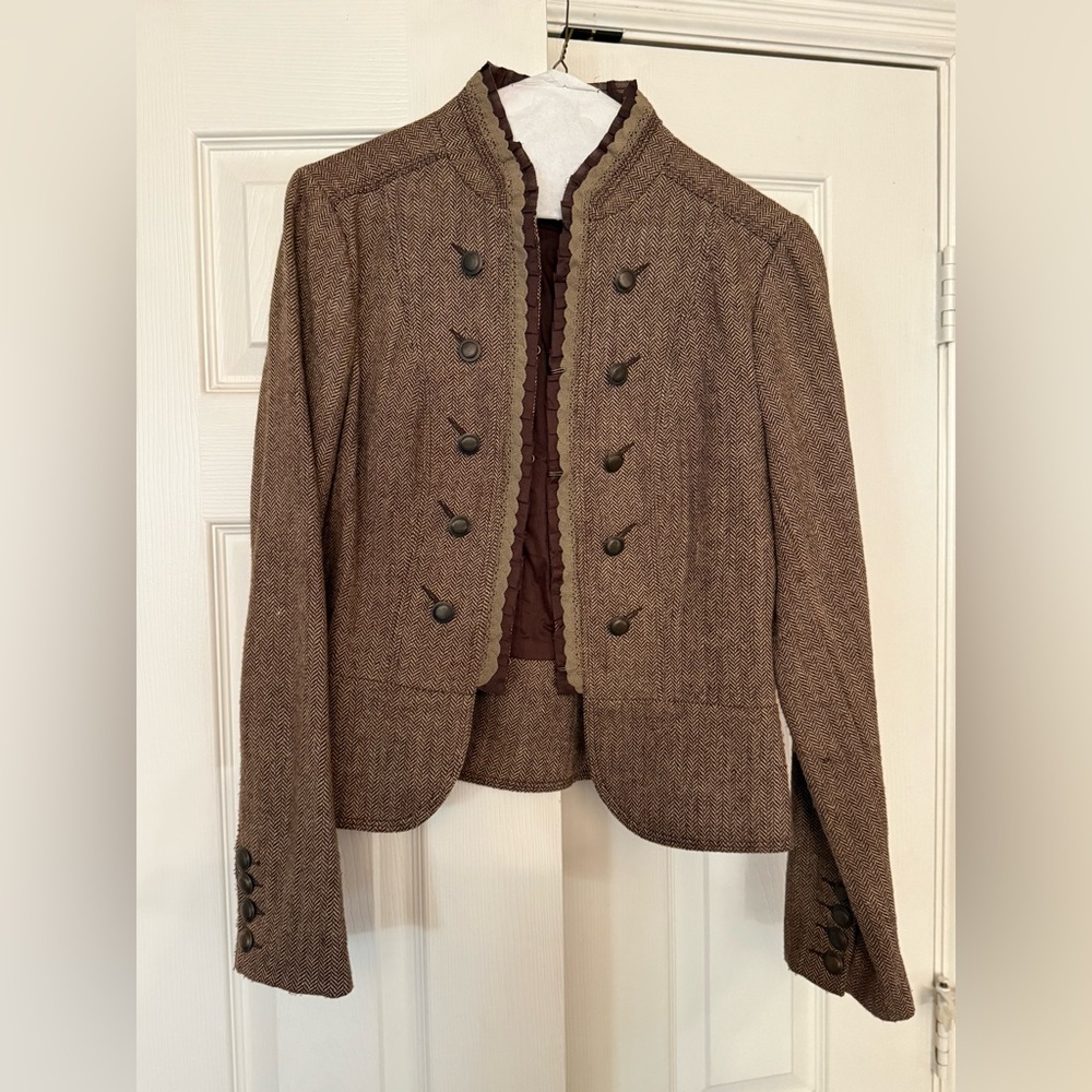 Frilly Tweed Military Jacket Blazer